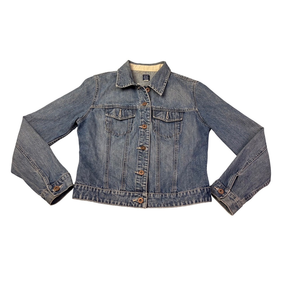 GAP Classic Blue Denim Trucker Jacket Medium Wash Cotton Button Front